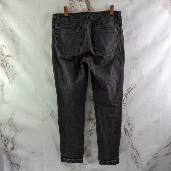 Democracy Pants Women 4 Gray Black Mid Rise Crop Flexcellent Skinny Jeans Cuffed - Picture 5 of 10